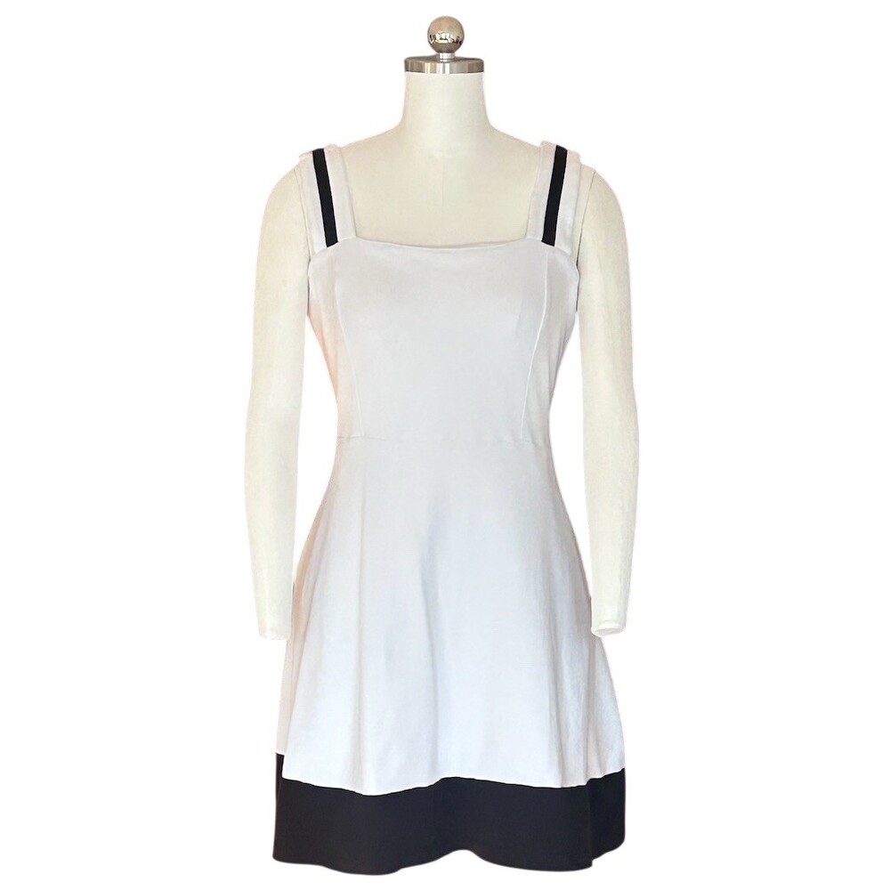 NY&Co Dress Womens Size S White Fit & Flare Skater Colorblock Sleeveless